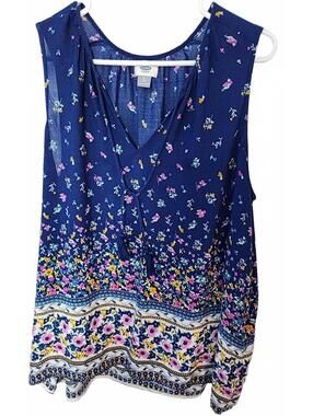 Old Navy Women's Tank Blouse. Blue with Floral Multicolored. size XL -pre-owned